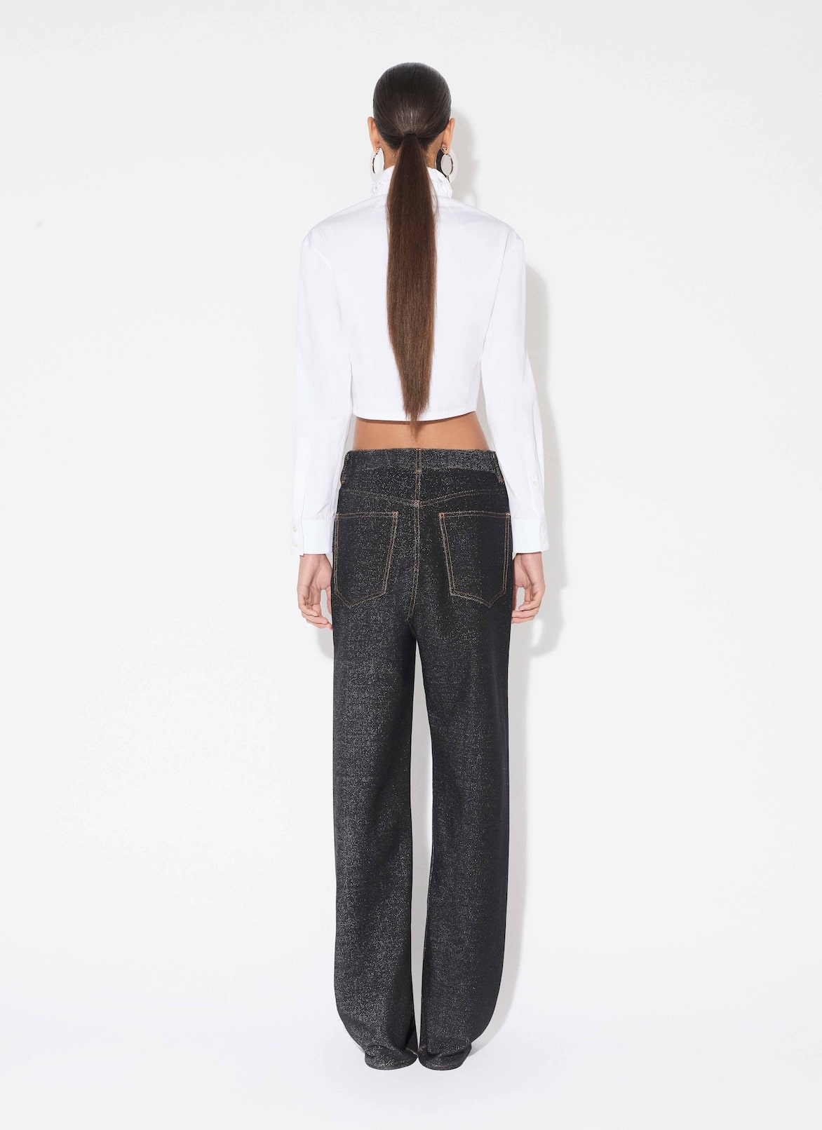 BLUSA CORTA DE POPELINA DE ALGODÓN ALAÏA BLANCO BLUSA CORTA DE POPELINA DE ALGODÓN
